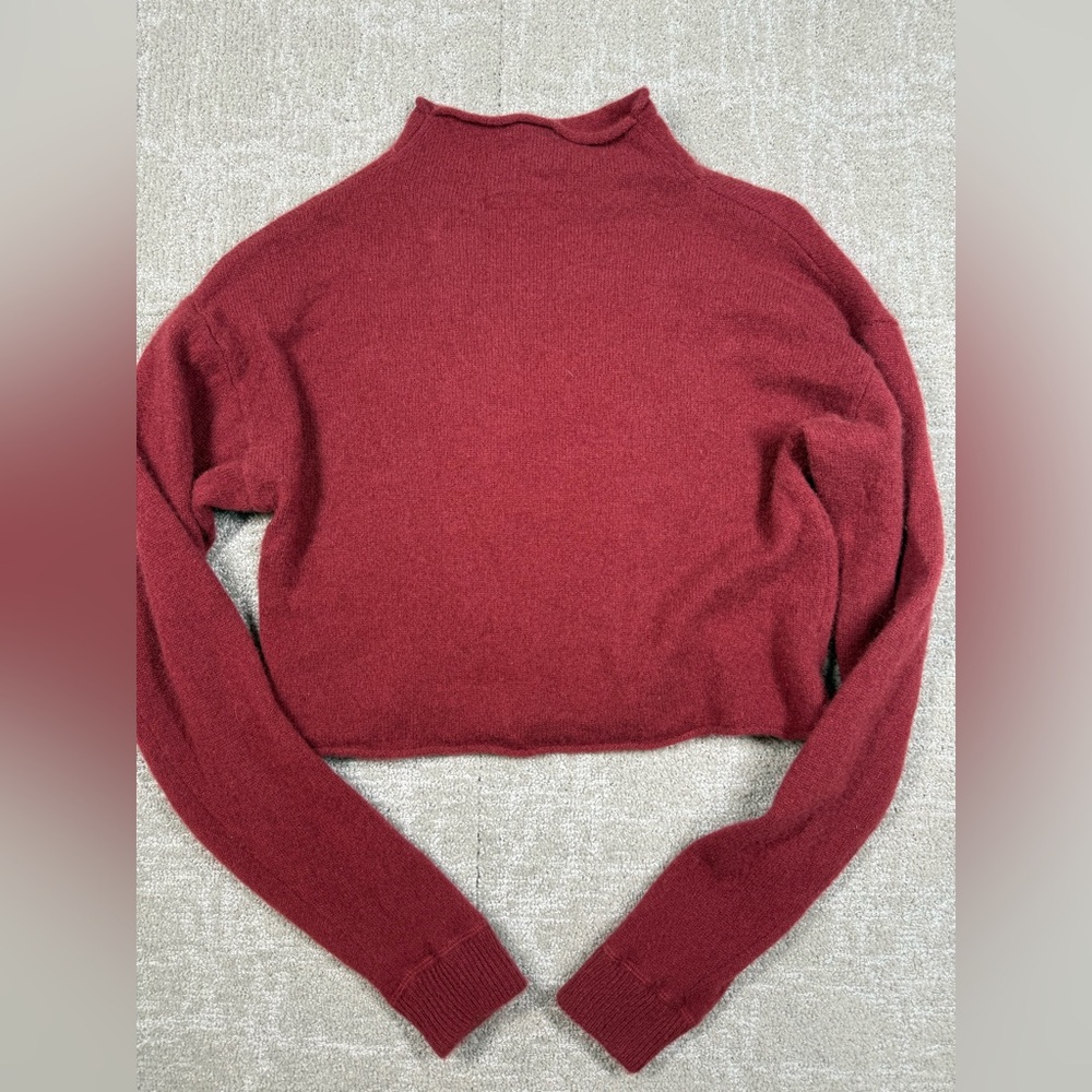 Reformation Burgundy Cropped Turtleneck Sweater